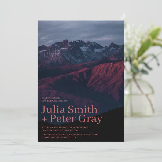 Rustic Red Mountains sparen de datumuitnodiging Kaart (Staand voorkant)