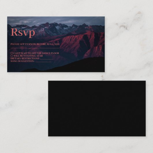 Rustic Red Mountains Wedding Rsvp Card Informatiekaartje (Voorkant / Achterkant)