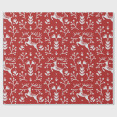 Rustic Red Nordic Pattern Wrapping Paper Cadeaupapier (Vlak)