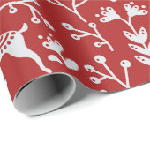 Rustic Red Nordic Pattern Wrapping Paper Cadeaupapier (Rol Hoek)