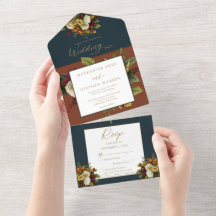 Rustic Red | Oranje Floral Bouquet Blauwgroen Wedd