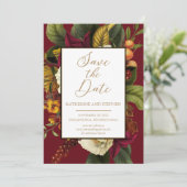 Rustic Red | Oranje Floral Bouquet Save the Date (Staand voorkant)