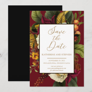 Rustic Red   Oranje Floral Bouquet Save the Date