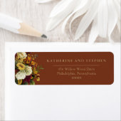 Rustic Red | Oranje "Floral Bouquet Wedding Label" Etiket (Insitu)