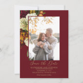 Rustic Red | Oranje foto van Floral Bouquet Save The Date (Voorkant)