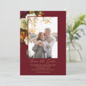 Rustic Red | Oranje foto van Floral Bouquet Save The Date (Staand voorkant)