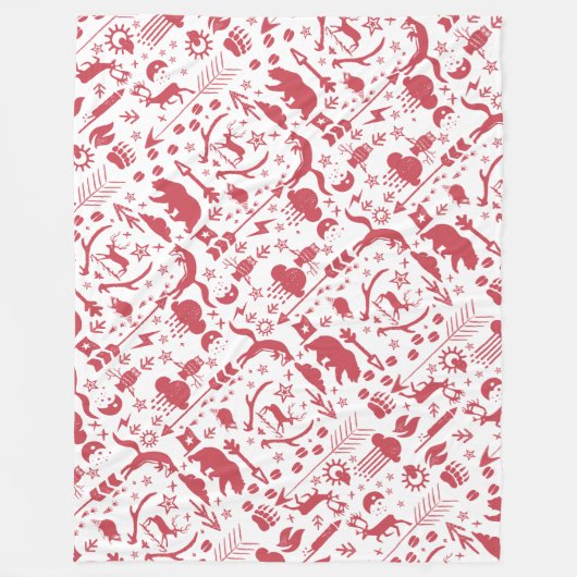 Rustic Red Owl Beer Deer Fox Woodland Pattern Fleece Deken (Voorkant)