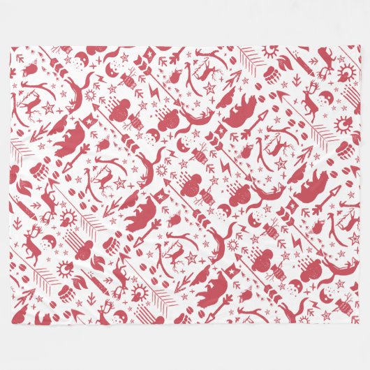 Rustic Red Owl Beer Deer Fox Woodland Pattern Fleece Deken (Voorkant (Horizontaal))