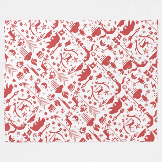 Rustic Red Owl Beer Deer Fox Woodland Pattern Fleece Deken (Voorkant (Horizontaal))