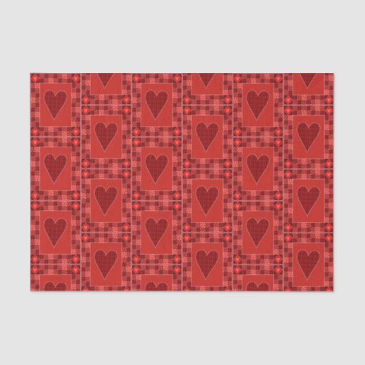 Rustic Red Patchwork Heart Quilt Tissuepapier (Voorkant)