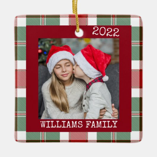 Rustic Red Photo Buffalo Pset Ornament (Voorkant)