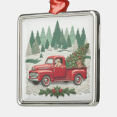 Rustic Red Pickup Truck Christmas Tree  Metalen Ornament (Links)