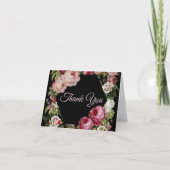 Rustic Red Pink Floral Greenery Black Bedankkaart (Voorkant)