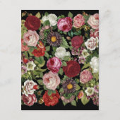 Rustic Red Pink Floral Greenery Black Detail Informatiekaartje (Achterkant)