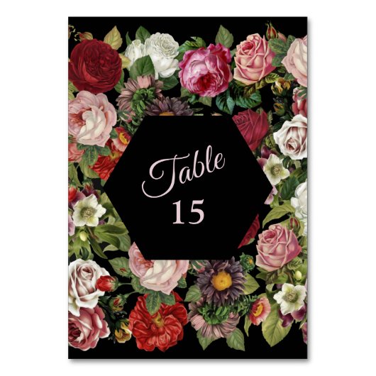 Rustic Red Pink Floral Greenery Black Party Kaart (Voorkant)
