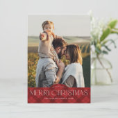 Rustic Red Plaid 2 Foto Vrolijk Kerstfeest Feestdagenkaart (Staand voorkant)