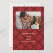 Rustic Red Plaid 2 Foto Vrolijk Kerstfeest Feestdagenkaart (Achterkant)