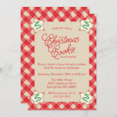 Rustic Red Plaid Christmas Cookie Exchange Kaart (Voorkant / Achterkant)