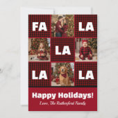 Rustic Red Plaid Fa La La Custom Photo Christmas Feestdagenkaart (Voorkant)