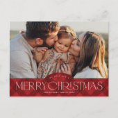 Rustic Red Plaid Foto Vrolijk Kerstfeest Feestdagenkaart (Voorkant)