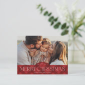 Rustic Red Plaid Foto Vrolijk Kerstfeest Feestdagenkaart (Staand voorkant)