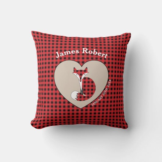 Rustic Red Plaid Fox Custom Baby Pillow Kussen (Voorkant)