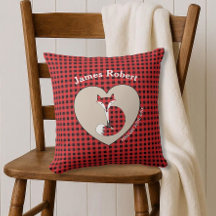 Rustic Red Plaid Fox Custom Baby Pillow