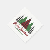 Rustic Red Plaid Merry Christmas Trees Party Servet (Hoek)