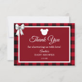 Rustic Red Plaid Merry Little Baby Shower Bedankkaart (Voorkant)