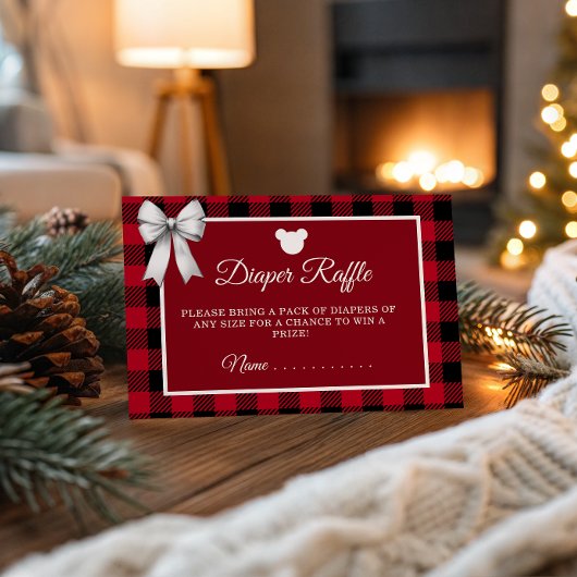 Rustic Red Plaid Merry Little Baby Shower Diaper R Informatiekaartje