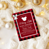 Rustic Red Plaid Merry Little Baby Shower Kaart