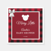 Rustic Red Plaid Merry Little Baby Shower Napkins Servet (Voorkant)