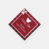 Rustic Red Plaid Merry Little Baby Shower Napkins Servet (Hoek)