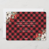 Rustic Red Plaid Snow Botanical New Year Card Feestdagenkaart (Achterkant)
