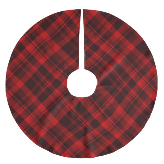Rustic Red Plaid Tartan Kerstboom Rok (Voorkant)