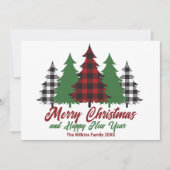Rustic Red Plaid Vrolijk Kerstfeest Gelukkig Nieuw Feestdagenkaart (Voorkant)