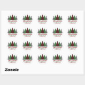 Rustic Red Plaid Vrolijk Kerstfeest Gelukkig Nieuw Ronde Sticker (Vel)