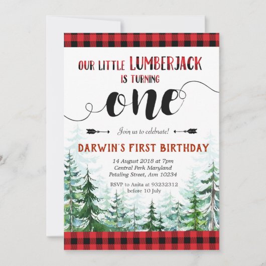 Rustic Red Playboy eerste verjaardag uitnodiging (Voorkant)