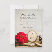 Rustic Red Poinsettia Bossen bruiloft RSVP (Voorkant)