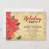 Rustic Red Poinsettia Corporate Kerstparty Kaart (Voorkant)