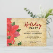 Rustic Red Poinsettia Corporate Kerstparty Kaart (Staand voorkant)
