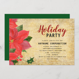Rustic Red Poinsettia Corporate Kerstparty Kaart