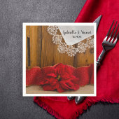 Rustic Red Poinsettia Country Winter Weddenschap Servet