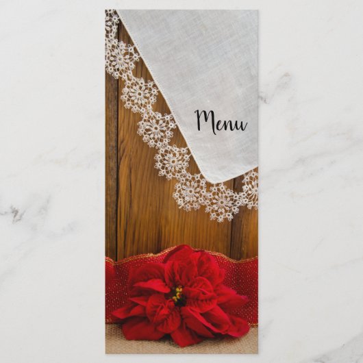 Rustic Red Poinsettia Country Winter Wedding Menu (Voorkant)