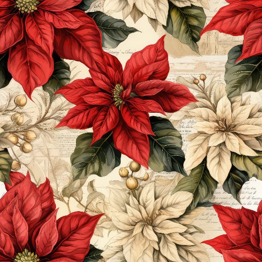 Rustic Red Poinsettia Curtain Classic Xmas Flowers Douchegordijn