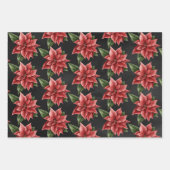 Rustic Red Poinsettia Floral Pattern kerst Inpakpapier Vel (Voorkant 3)