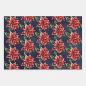 Rustic Red Poinsettia Floral Pattern kerst Inpakpapier Vel (Voorkant 2)