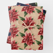 Rustic Red Poinsettia Floral Pattern kerst Inpakpapier Vel (In situ)