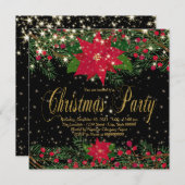 Rustic Red Poinsettia Kerstfeest Kaart (Voorkant / Achterkant)