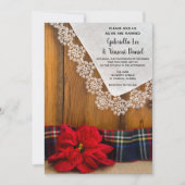 Rustic Red Poinsettia Pset Winter Barn Wedding Kaart (Voorkant)